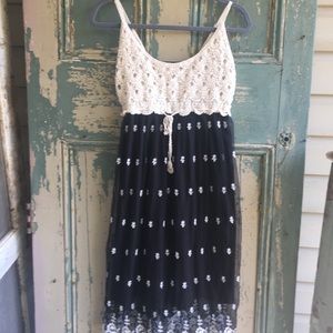 Vintage Black Mesh Dress with Crochet Bust